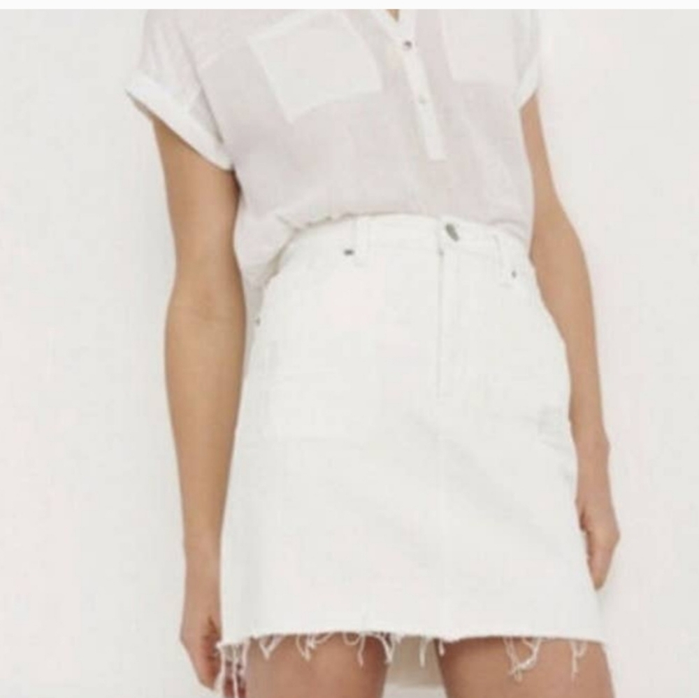 Ann Taylor White Petite Denim Skirt